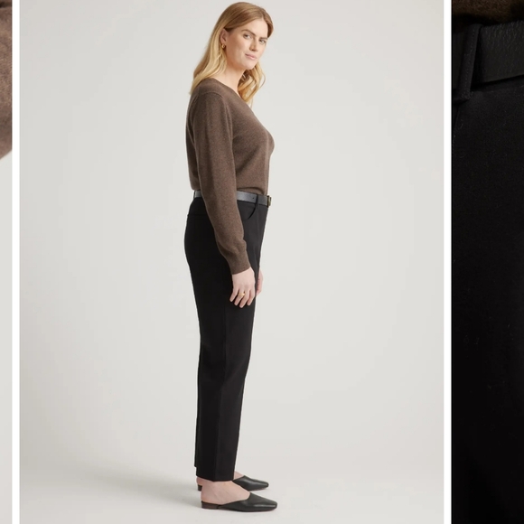 Quince Ultra Stretch Ponte Straight Leg Pants Trousers Solid Black Size M Petite - Picture 2 of 12